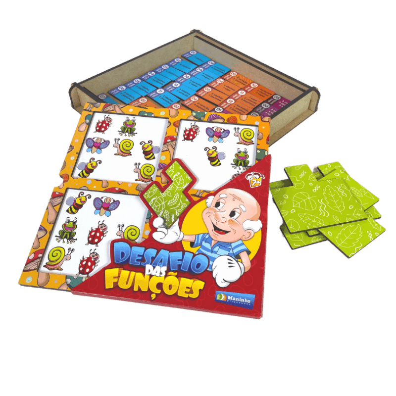 Desafio das Funções, jogo educativo em MDF da Maninho Brinquedos — foto oficial do fabricante, fundo claro